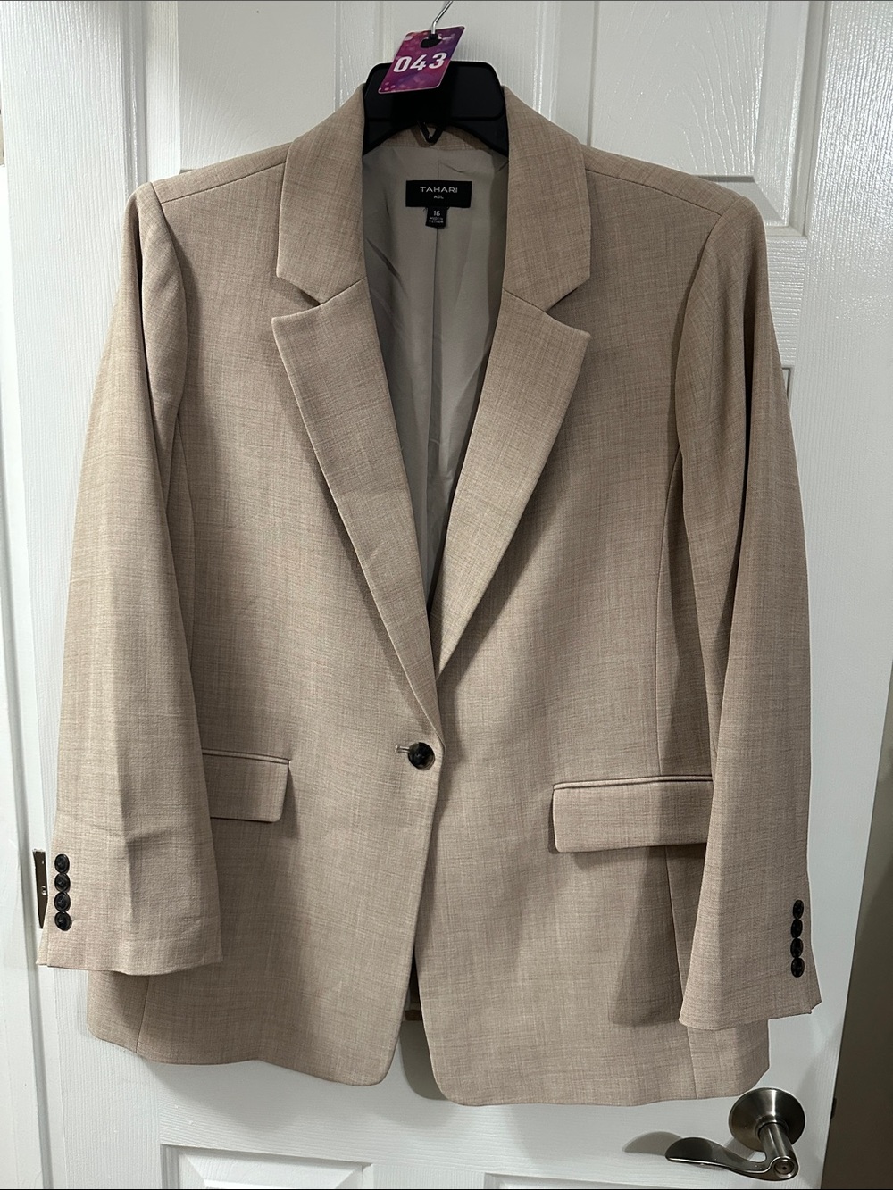 Tahari Tan Single-Button Women's Blazer